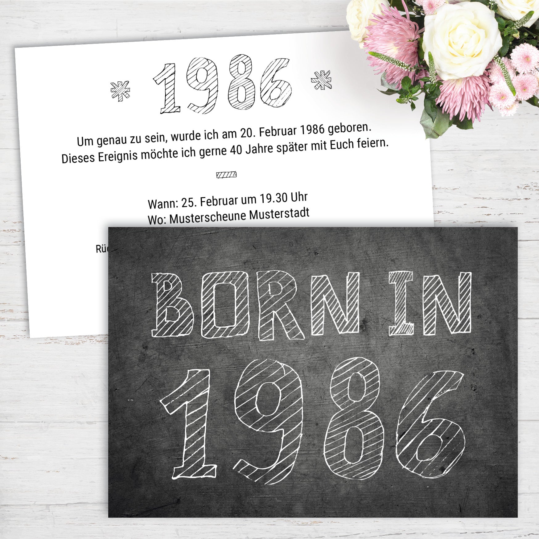 Einladung zum 40. Geburtstag: Born in 1986